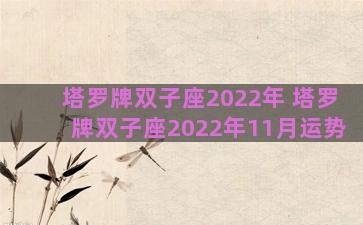 塔罗牌双子座2022年 塔罗牌双子座2022年11月运势 塔罗牌双子座2022年 塔罗牌双子座2022年11月运势